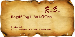 Regényi Balázs névjegykártya
